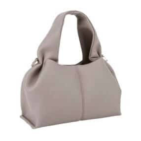 Livia Bag in soft faux leather with gold accents and a roomy zipper compartment.