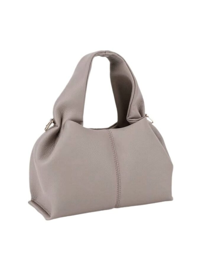 Livia Bag in soft faux leather with gold accents and a roomy zipper compartment.