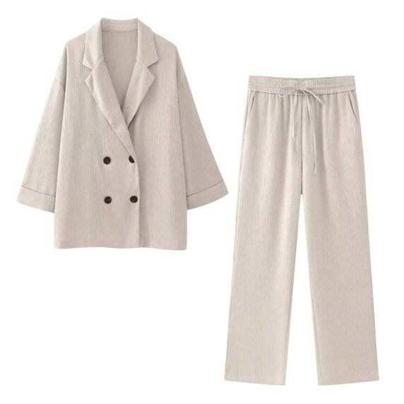 Luxury Lounge 3-Teiler – Blazer & Wide-Leg Hose - Besellics