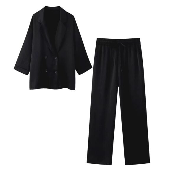 Luxury Lounge 3-Teiler – Blazer & Wide-Leg Hose - Besellics