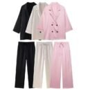 Luxury Lounge Set Damen 3-teilig Rosa Schwarz