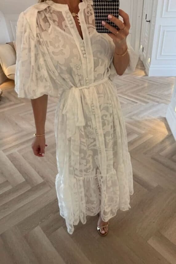 Maxikleid Élodie aus Spitze - weiß - Besellics