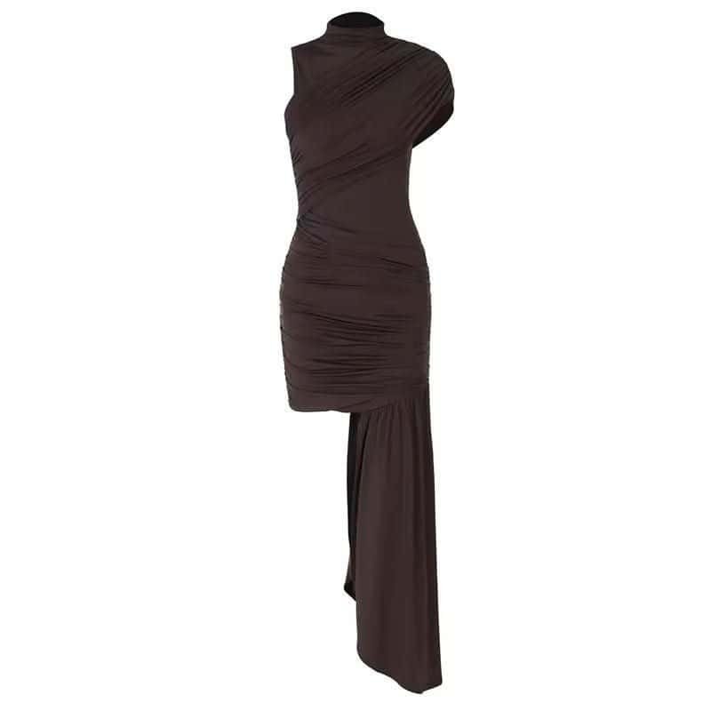 Ravanna Mini Dress with asymmetrical design and elegant drape detail.