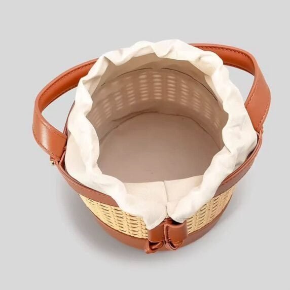 Riviera Rattan Bucket Bag - Besellics