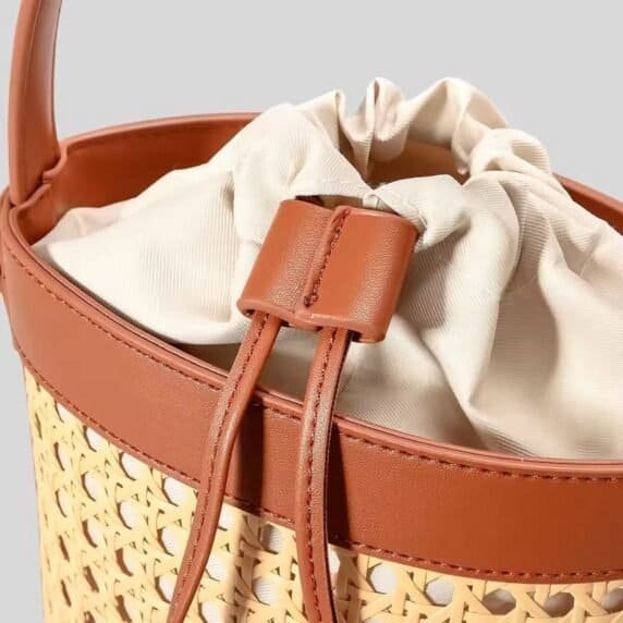 Riviera Rattan Bucket Bag - Besellics