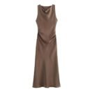 Satin Flave Kleid Damen in Braun und Weiß