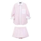 Striped shirt and shorts set for stylish home decor.
