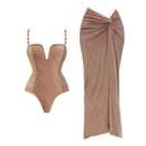 Soleil Glow Set 2-Piece Sparkle Edition featuring a shaping bodysuit with pearl straps and a draped sarong skirt.