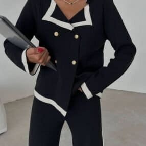 Sophia Contrast Suit – eleganter Damen Zweiteiler in Kontrastfarben