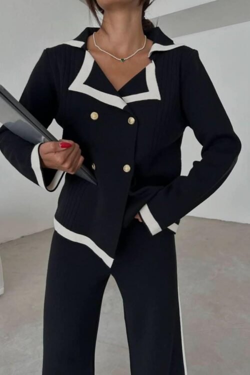 Sophia Contrast Suit – eleganter Damen Zweiteiler in Kontrastfarben