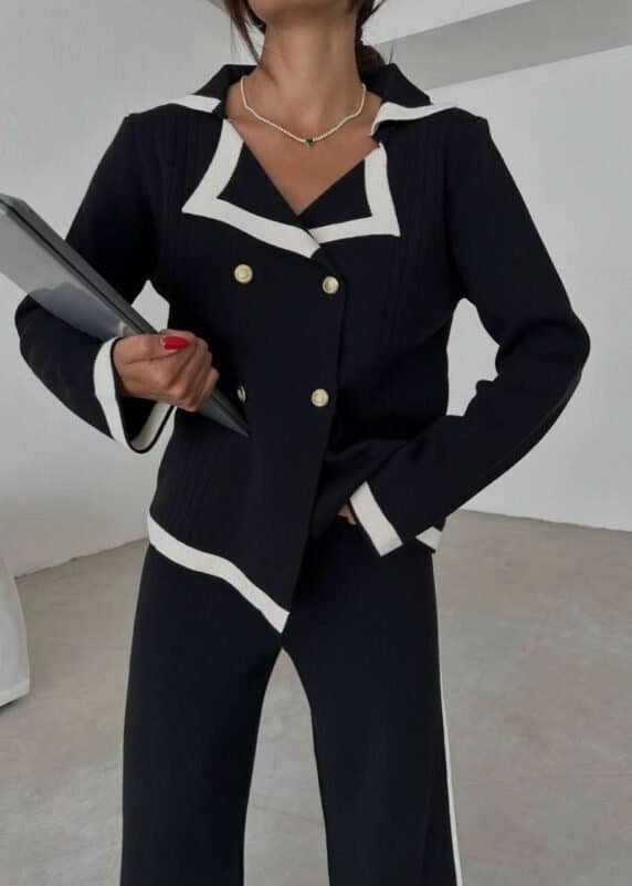 Sophia Contrast Suit – eleganter Damen Zweiteiler in Kontrastfarben