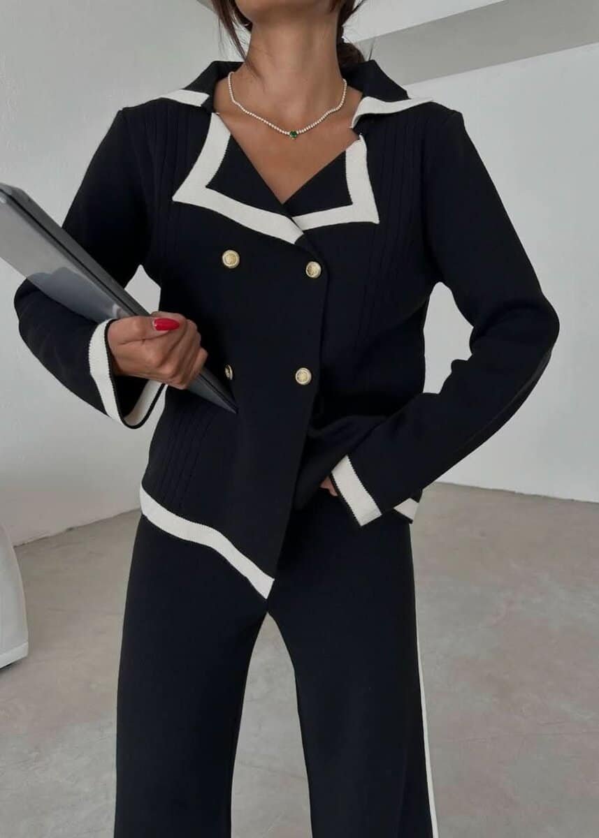 Sophia Contrast Suit – eleganter Damen Zweiteiler in Kontrastfarben