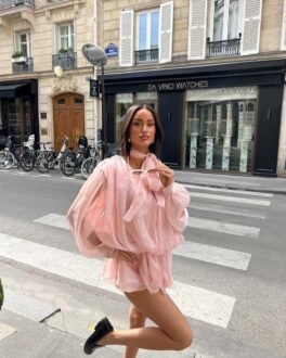 Celina Plissee Kleid in Roséglanz