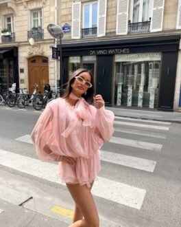 Celina Plissee Kleid in Roséglanz