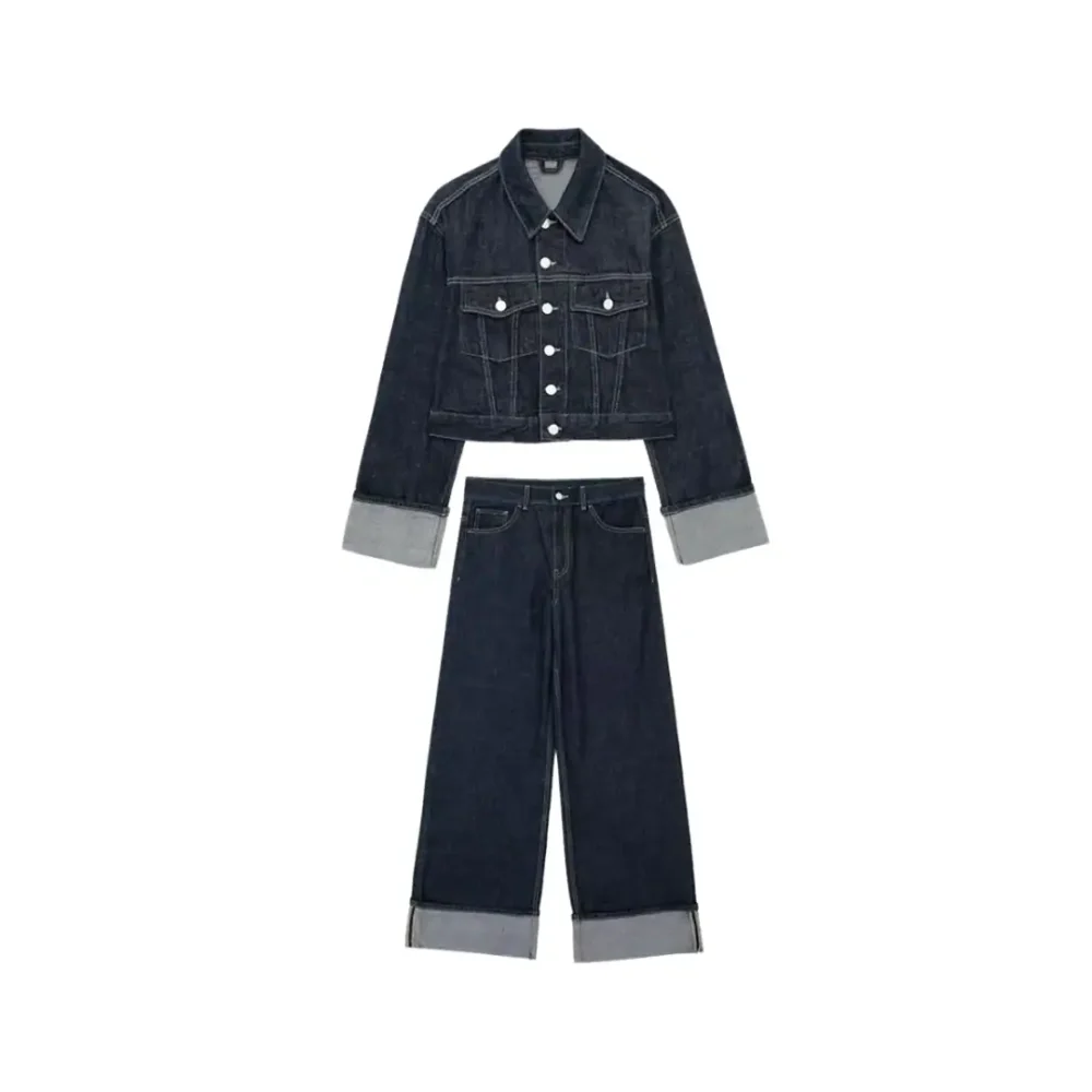 Zweiteiliges Denim Set Damen Jeanslook