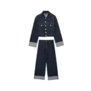 Zweiteiliges Denim Set Damen Jeanslook