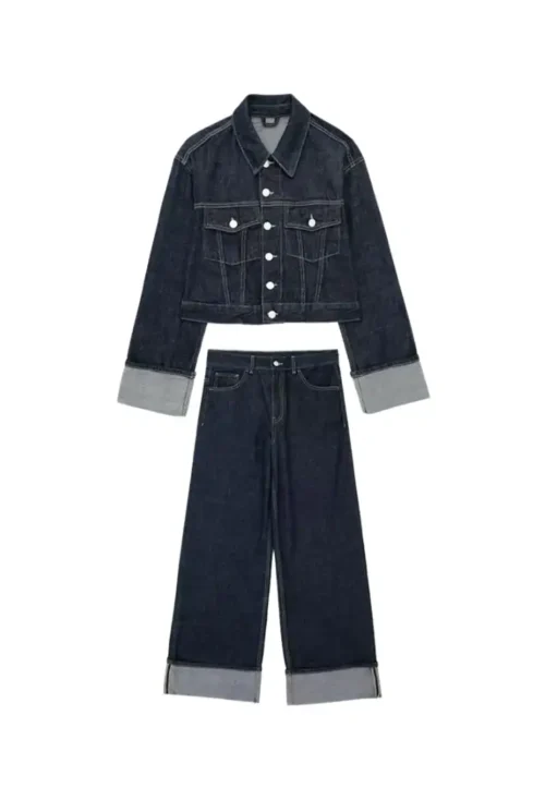 Zweiteiliges Denim Set Damen Jeanslook