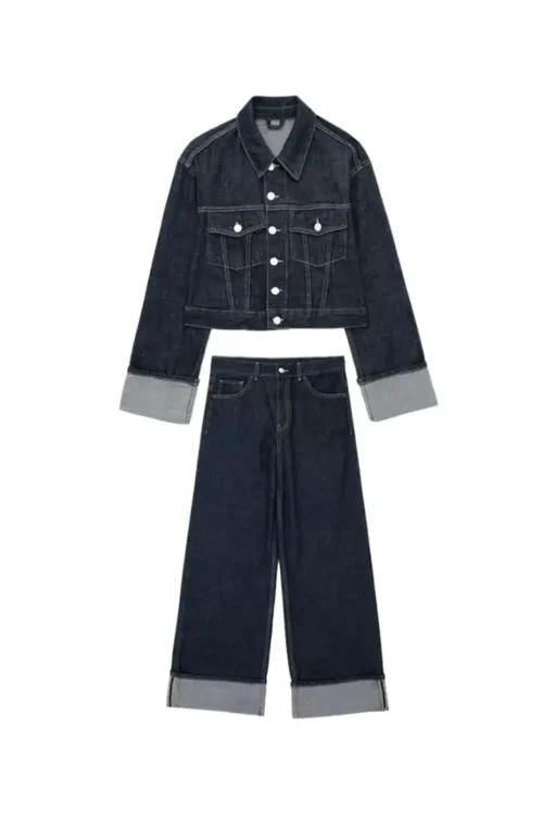 Zweiteiliges Denim Set Damen Jeanslook