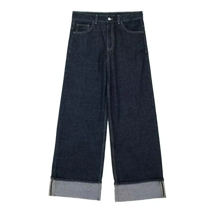Zweiteiliges Denim Set Damen  – Cropped Jeansjacke & Weite High-Waist Hose - Image 3