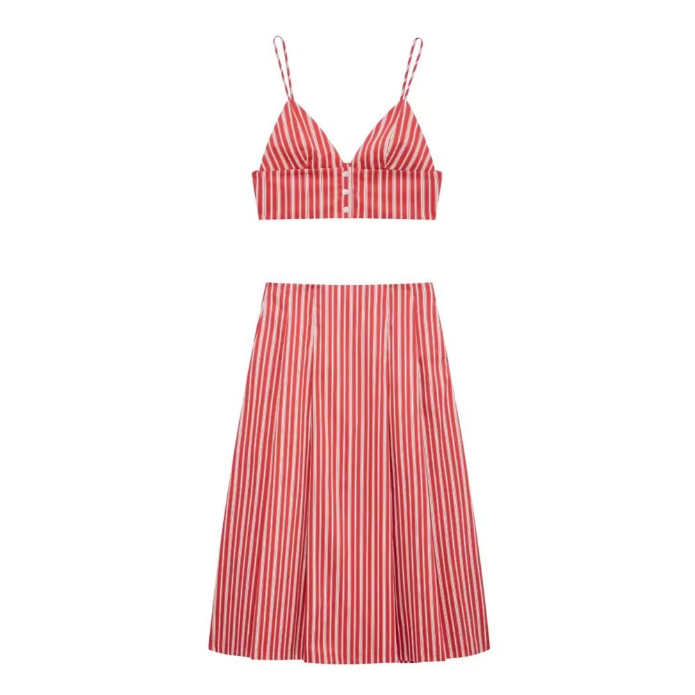 Zweiteiler Damen Rot Weiß – Sommer-Set mit Streifen