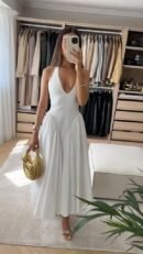 Evelyn Sommerkleid Damen weiß grün blau