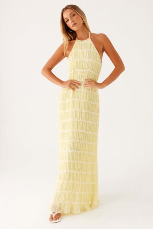Celeste Maxikleid Damen Halterneck Beige