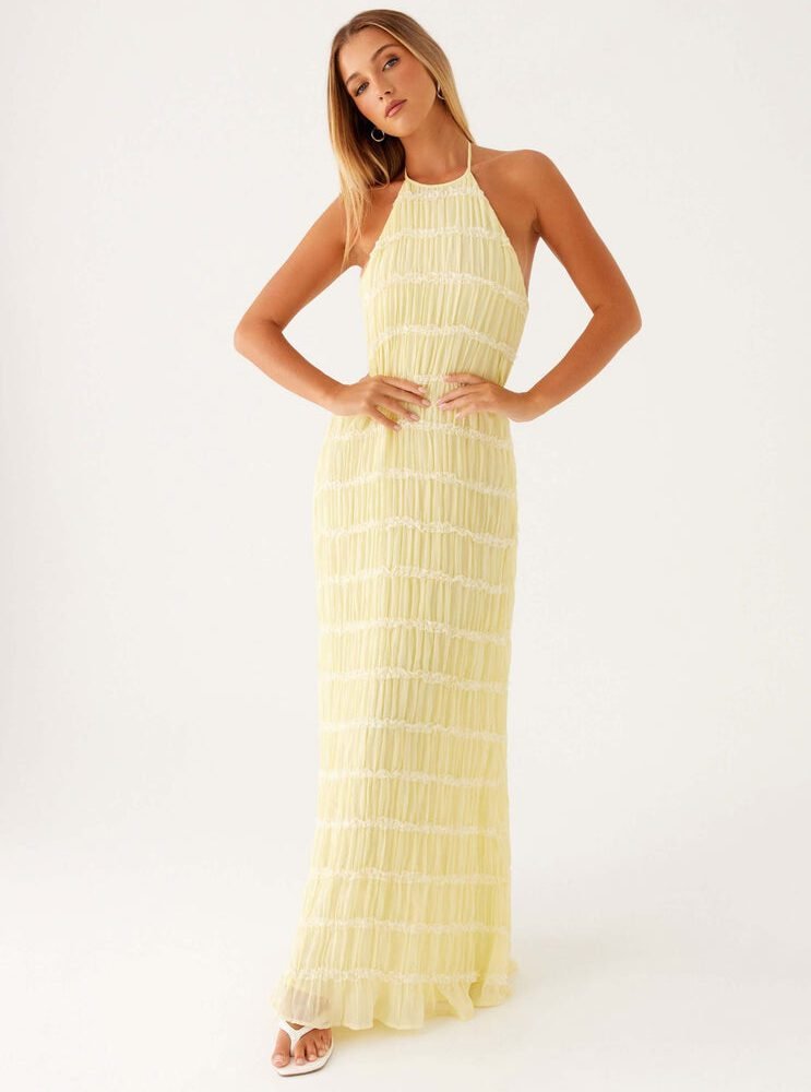 Celeste Maxikleid Damen Halterneck Beige