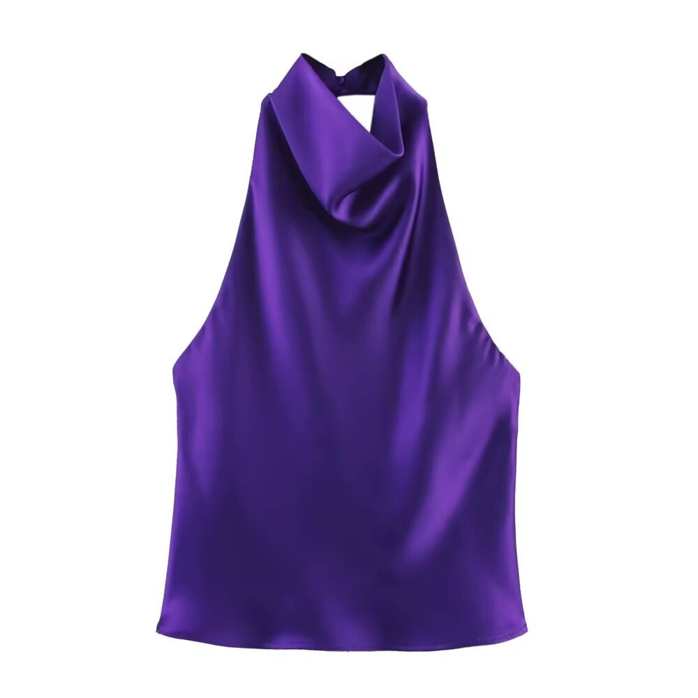 Satin Drape Neck Top – Eleganz trifft auf modernen Minimalismus