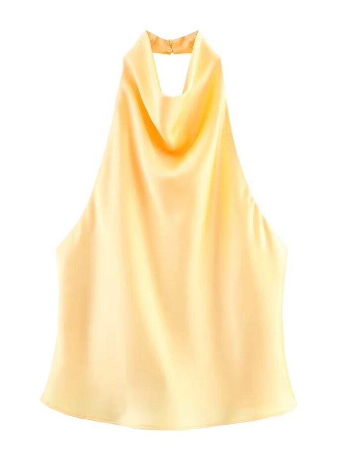 Satin Drape Neck Top – Eleganz trifft auf modernen Minimalismus