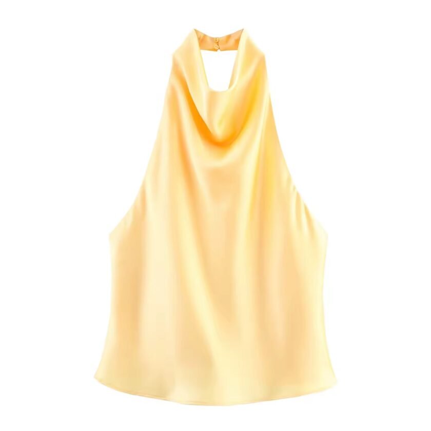 Satin Drape Neck Top – Eleganz trifft auf modernen Minimalismus