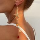 Golden Ocean – Boho Seestern Ohrringe mit Muschel- & Perlenanhängern
