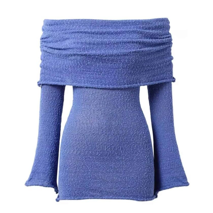 Rosé Elegance – Schulterfreies Strickkleid - Image 3