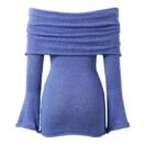 Rosé Elegance – Schulterfreies Strickkleid
