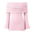Schulterfreies Strickkleid Rosé Damen