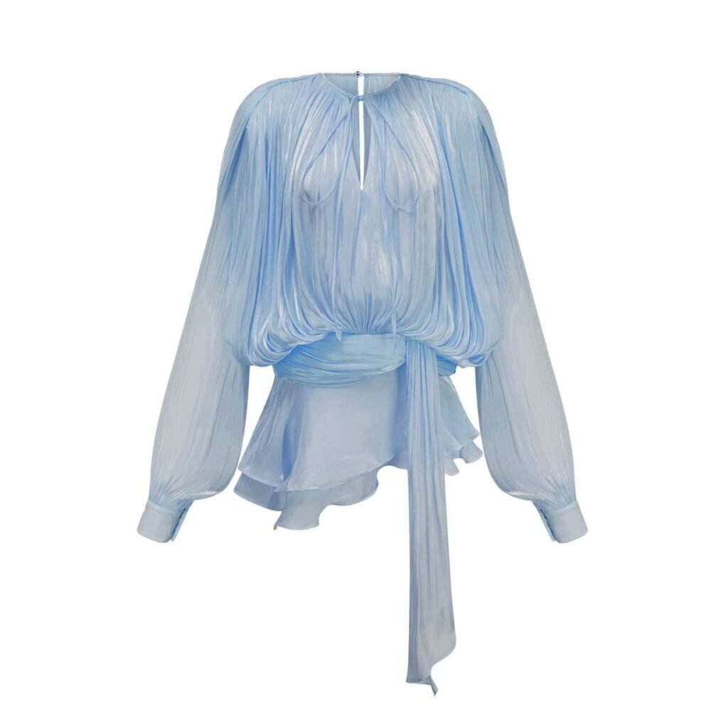 Elara Plissee Kleid Damen himmelblau
