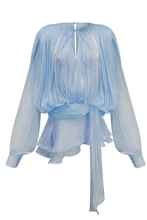 Elara Plissee Kleid Damen himmelblau