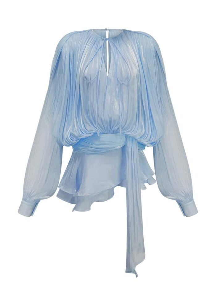 Elara Plissee Kleid Damen himmelblau