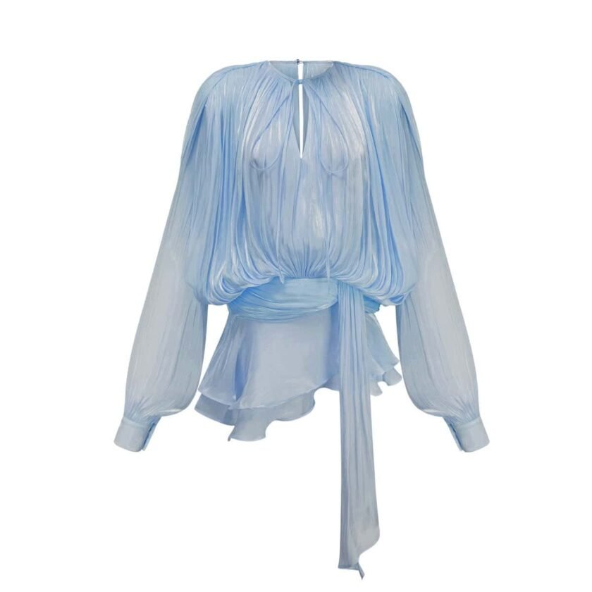 Elara Plissee Kleid Damen himmelblau