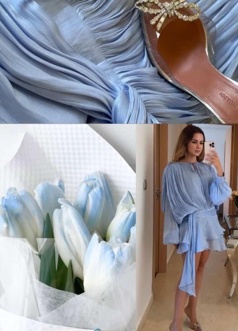 Elara Plissee Kleid in Himmelblau – Bild 2
