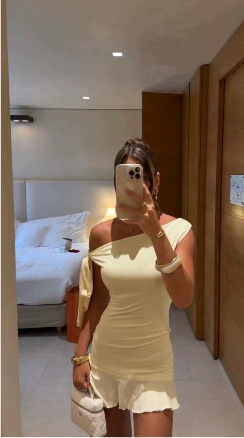 Asymmetrisches Kleid „Elegant Charm“ – Cremeweiß – Bild 4
