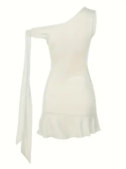 Asymmetrisches Kleid „Elegant Charm“ – Cremeweiß