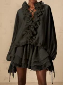 Elegantes Rüschenkleid aus Seidenmischung