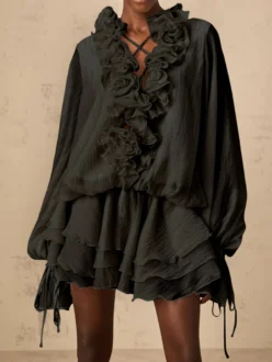 Elegantes Rüschenkleid aus Seidenmischung