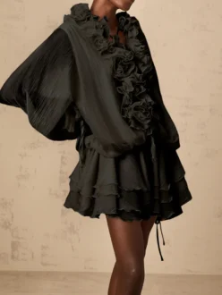 Elegantes Rüschenkleid aus Seidenmischung