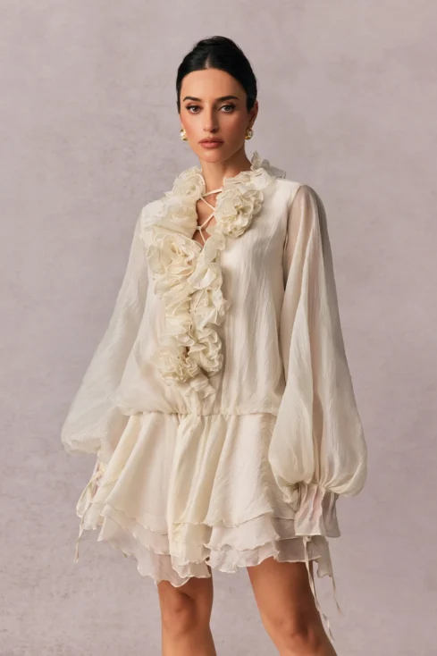 Elegantes Rüschenkleid aus Seidenmischung