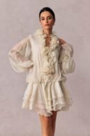 Elegantes Rüschenkleid aus Seidenmischung