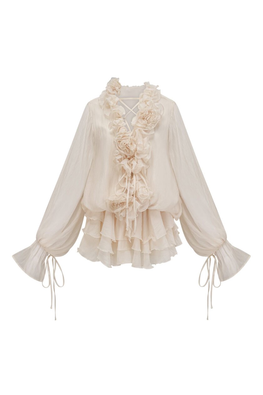Elegantes Rüschenkleid aus Seidenmischung