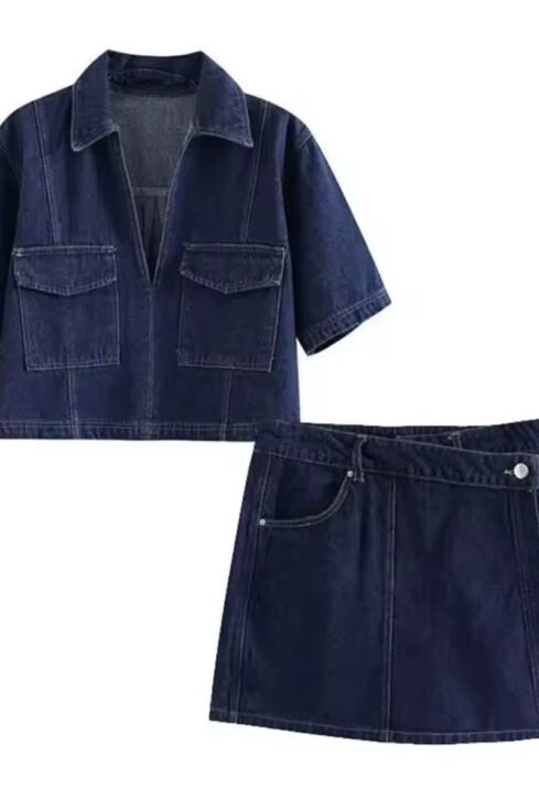 Urban Denim Set Zweiteiler (Bluse & Rock)