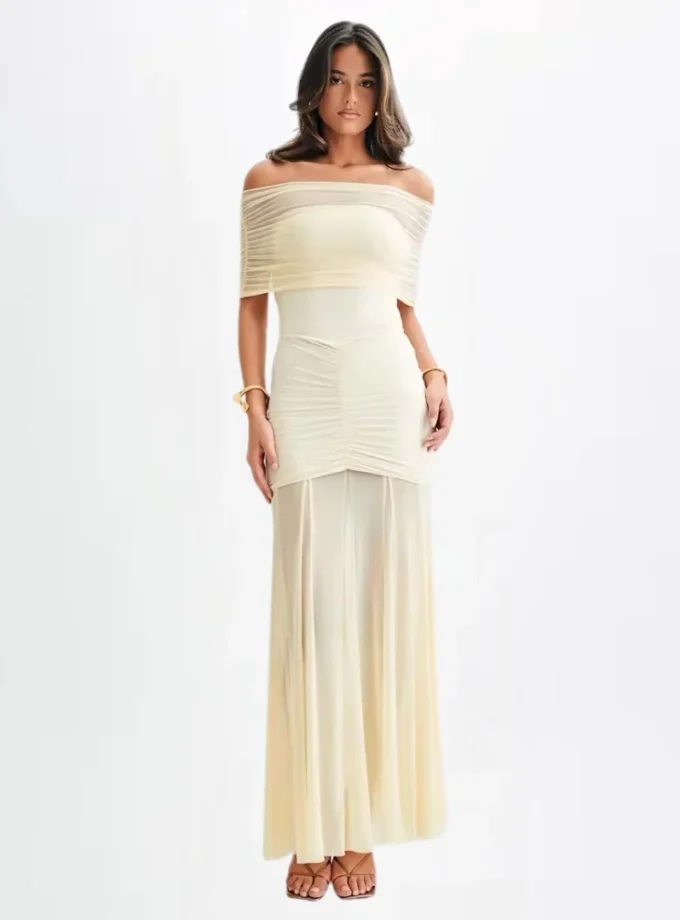 Alessia Off-Shoulder Maxi Kleid – Zeitlose Eleganz mit moderner Raffinesse