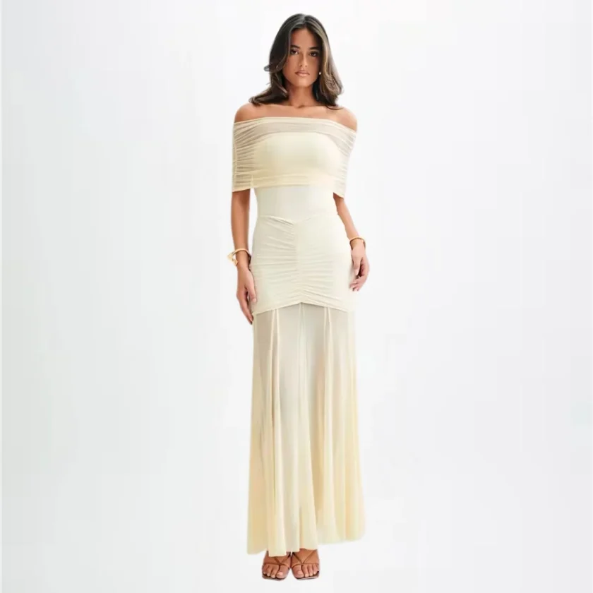 Alessia Off-Shoulder Maxi Kleid – Zeitlose Eleganz mit moderner Raffinesse